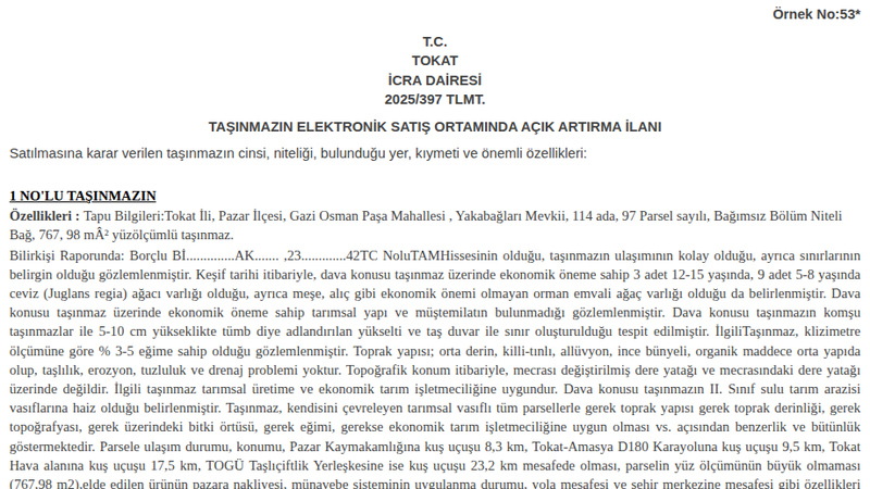 Satılık Arsa/Arazi - Tokat Pazar
