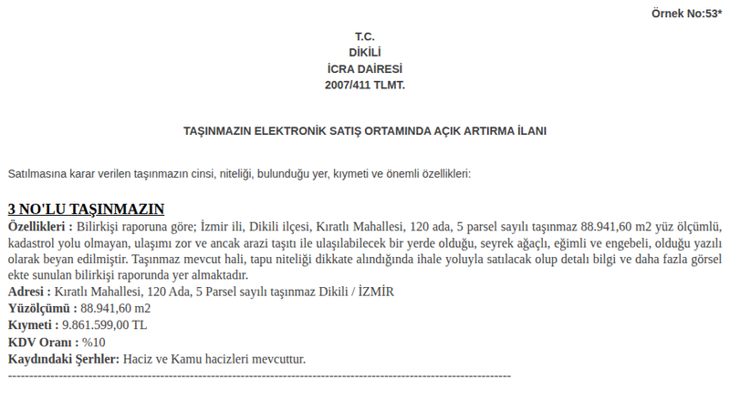 Arsa/Arazi - İZMİR DİKİLİ - 941,60 m²