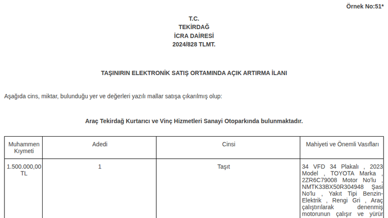 Satılık Toyota 2023 - Tekirdağ