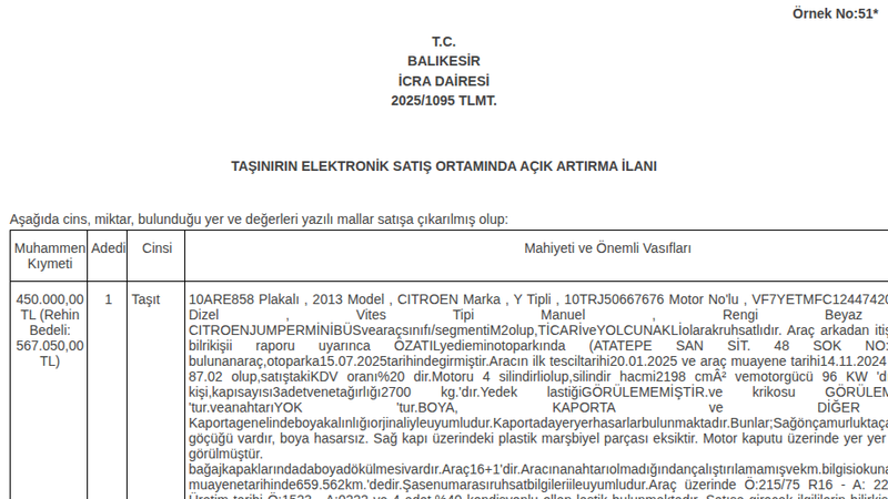 Satılık Citroen Y 2013 - Balıkesir Altıeylül