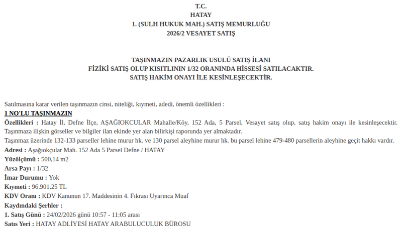 Arsa/Arazi - HATAY DEFNE - 500,14 m²