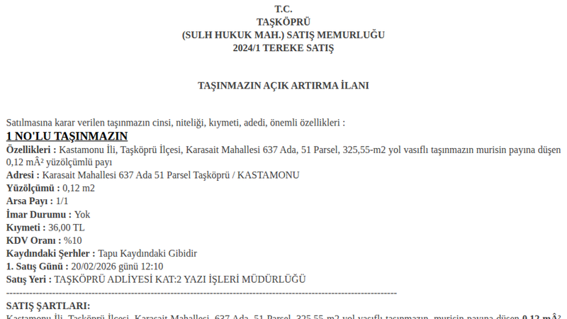 Arsa/Arazi - KASTAMONU TAŞKÖPRÜ