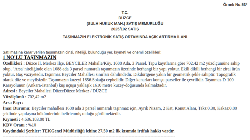 Konut - DÜZCE MERKEZ - 702,42 m²