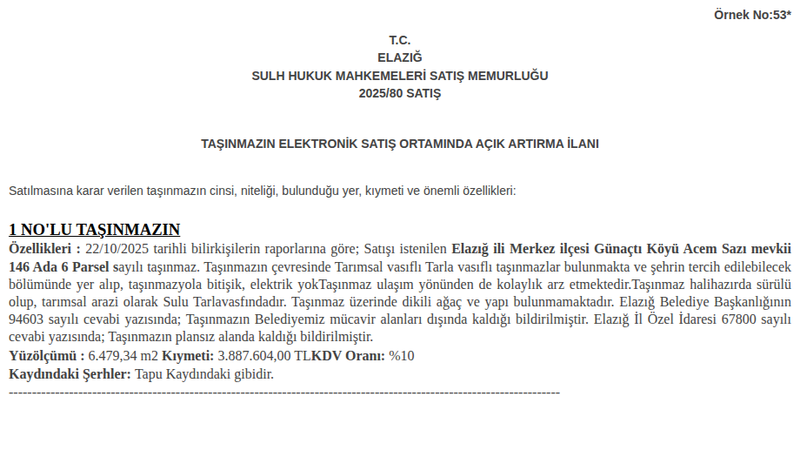 Arsa/Arazi - ELAZIĞ MERKEZ - 479,34 m²