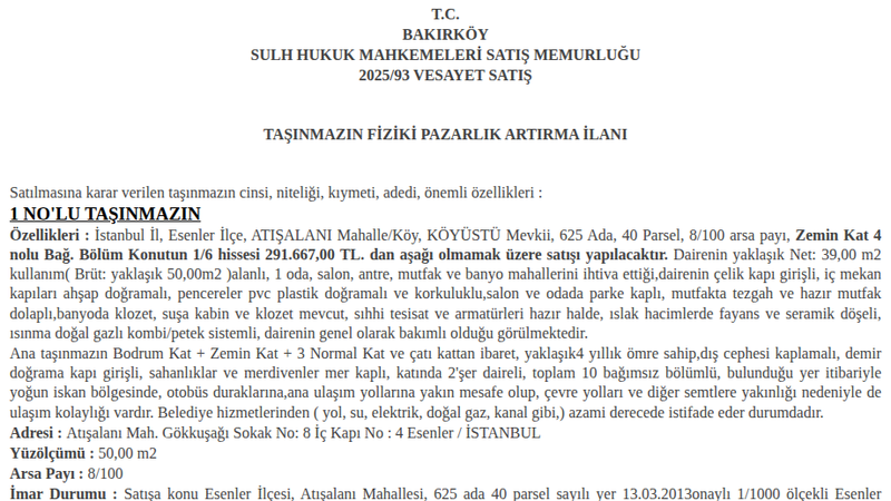 Arsa/Arazi - İSTANBUL ESENLER - 39 m²