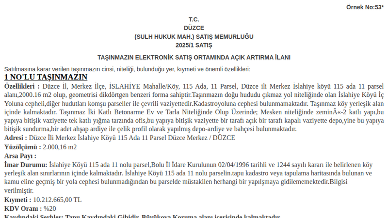 Konut - DÜZCE MERKEZ - 2.000,16 m²
