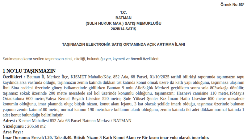 Konut - BATMAN MERKEZ - 286,60 m²