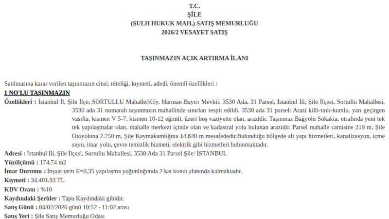 Konut - İSTANBUL ŞİLE - 174,74 m²