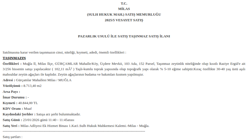 Arsa/Arazi - MUĞLA MİLAS - 102,11 m²