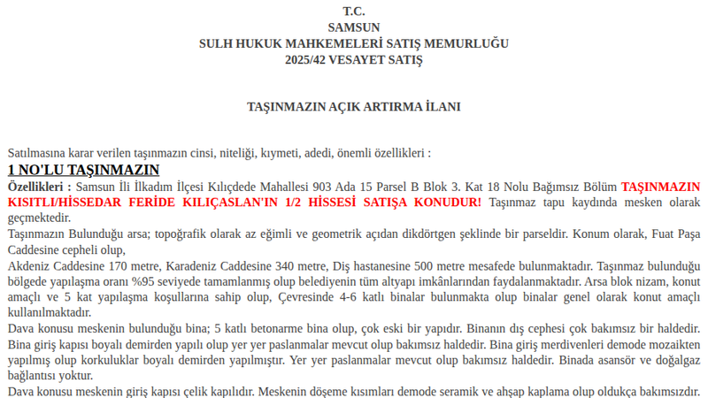 Konut - SAMSUN İLKADIM - 52 m²