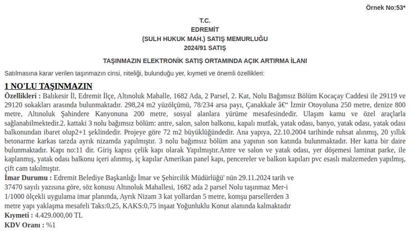 Konut - BALIKESİR EDREMİT - 298,24 m²