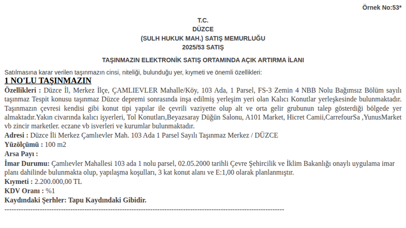 Konut - DÜZCE MERKEZ - 100 m²