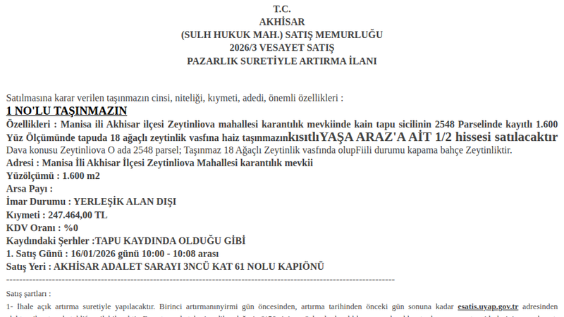Arsa/Arazi - MANİSA AKHİSAR
