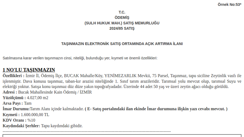 Arsa/Arazi - İZMİR ÖDEMİŞ - 27 m²