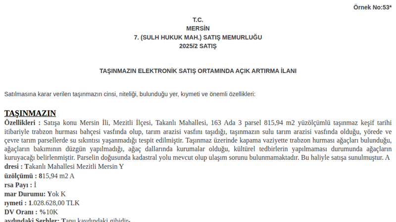 Konut - MERSİN MEZİTLİ - 815,94 m²