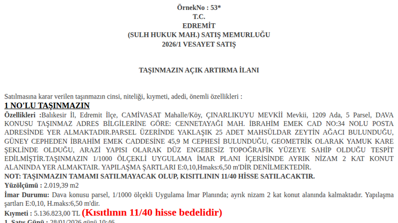 Konut - BALIKESİR EDREMİT - 19,39 m²