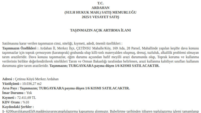 Arsa/Arazi - ARDAHAN MERKEZ - 36,27 m²