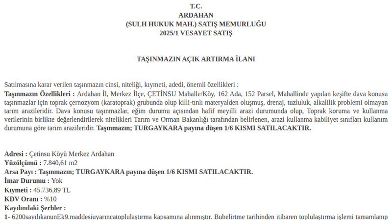 Arsa/Arazi - ARDAHAN MERKEZ - 840,61 m²