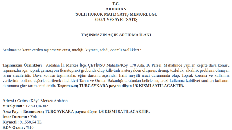 Arsa/Arazi - ARDAHAN MERKEZ - 690,04 m²