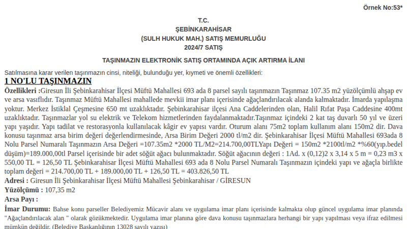 Konut - GİRESUN ŞEBİNKARAHİSAR - 107,35 m²
