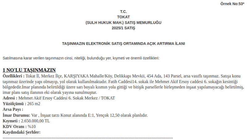 Satılık Konut - Tokat Merkez