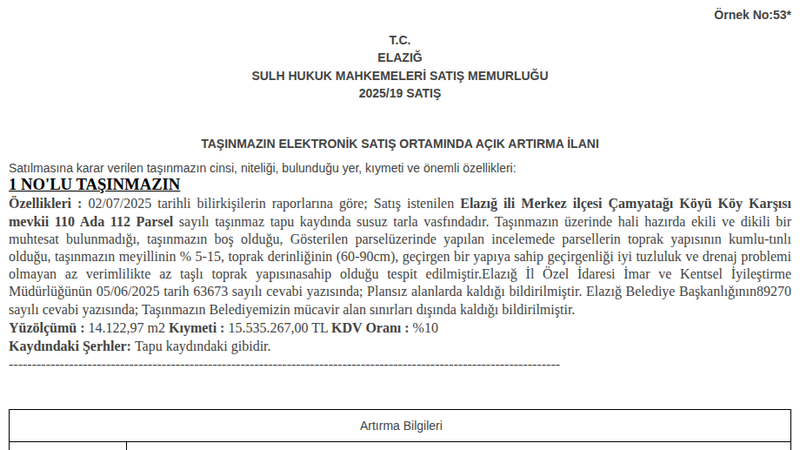 Arsa/Arazi - ELAZIĞ MERKEZ - 122,97 m²