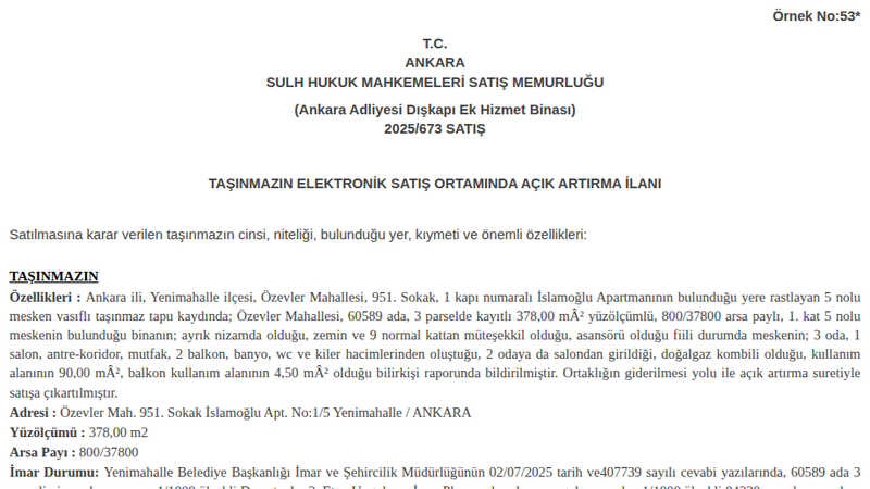 Konut - ANKARA YENİMAHALLE - 378 m²