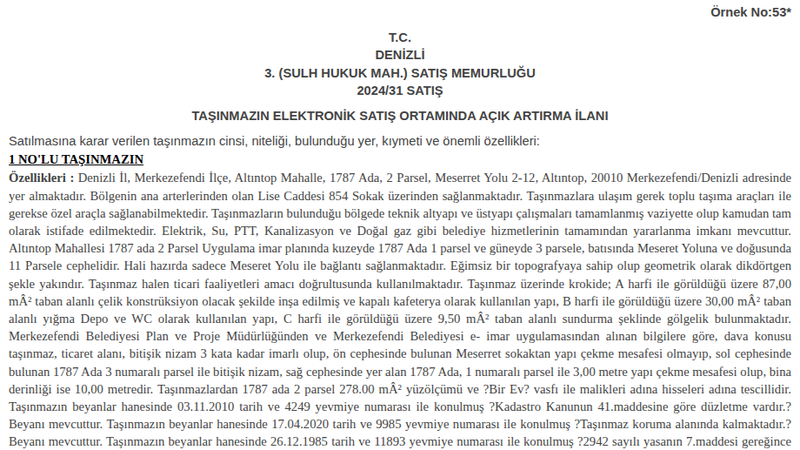 Satılık Depo - Denizli Merkezefendi