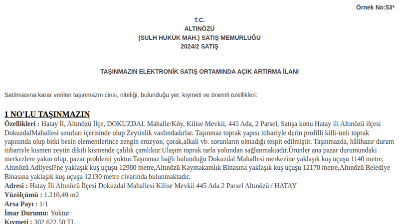 Arsa/Arazi - HATAY ALTINÖZÜ - 210,49 m²