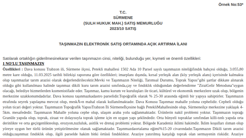 Arsa/Arazi - TRABZON SÜRMENE - 55,80 m²