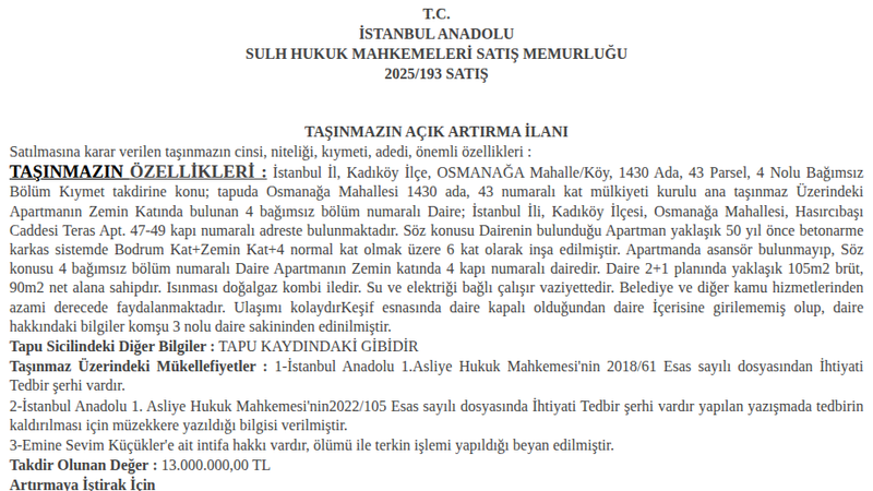 Konut - İSTANBUL KADIKÖY - 105 m²