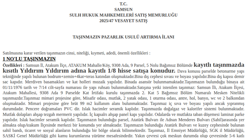 Konut - SAMSUN ATAKUM - 99 m²