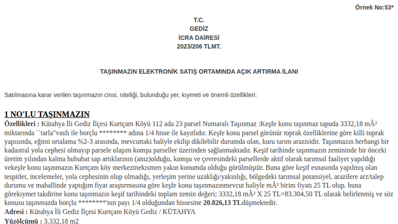Satılık Tarla - Kütahya Gediz