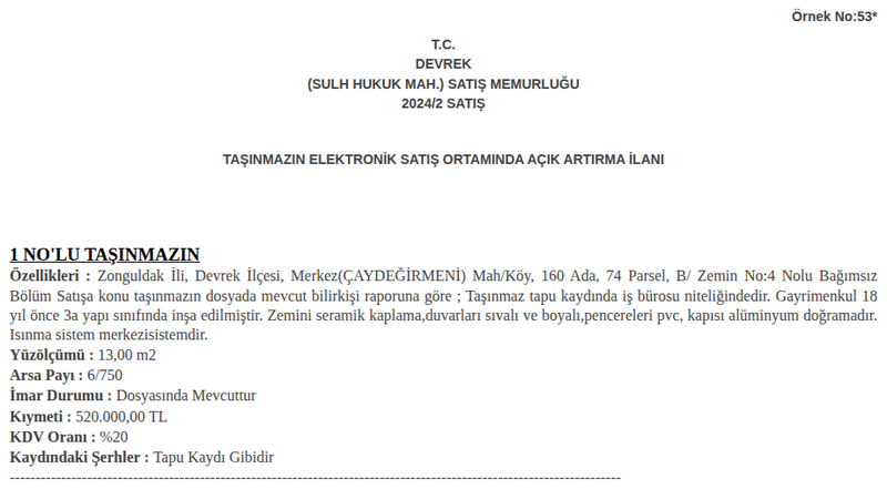 Arsa/Arazi - ZONGULDAK DEVREK - 13 m²