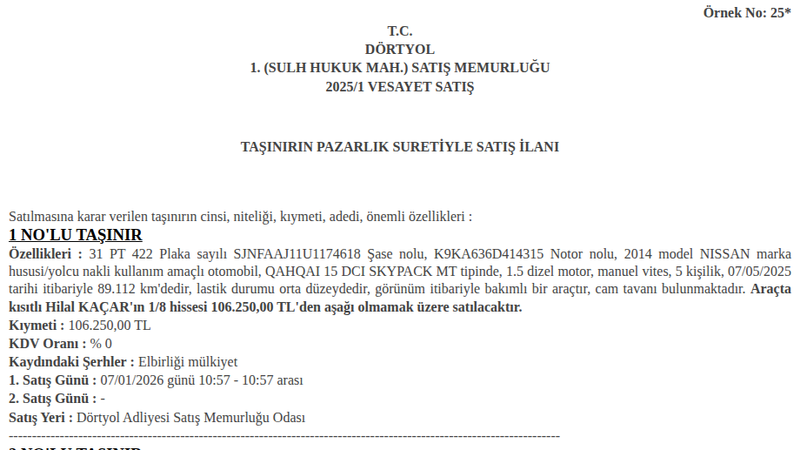 Satılık Nissan Qashqai 2014 - Hatay Dörtyol