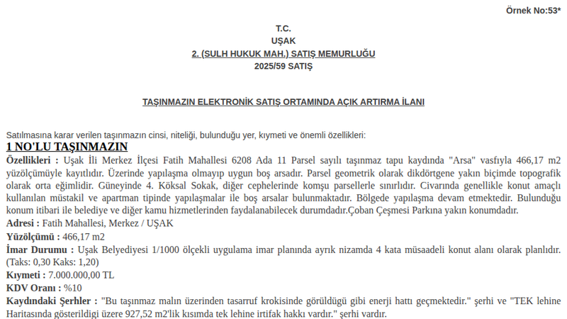 Konut - UŞAK MERKEZ - 466,17 m²