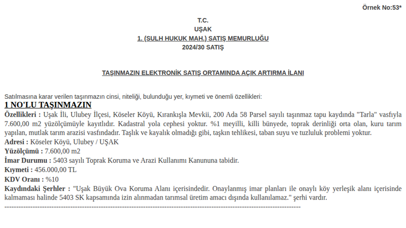 Arsa/Arazi - UŞAK ULUBEY - 600 m²