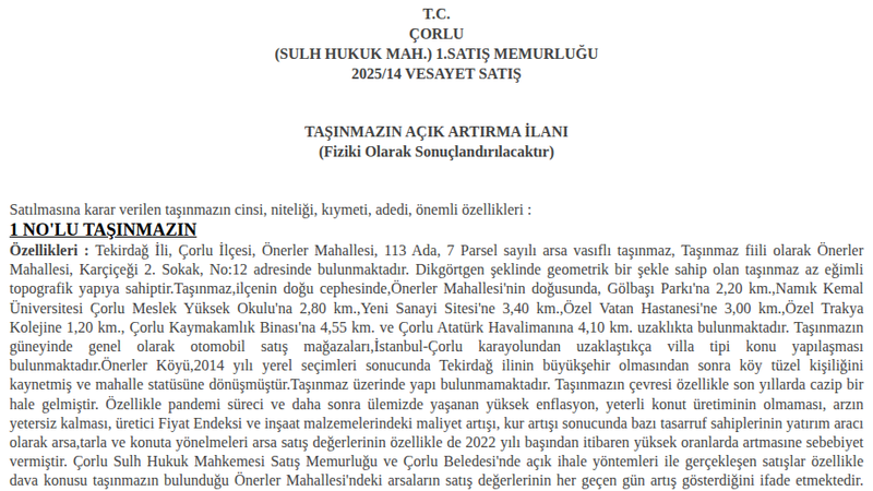 Konut - TEKİRDAĞ ÇORLU