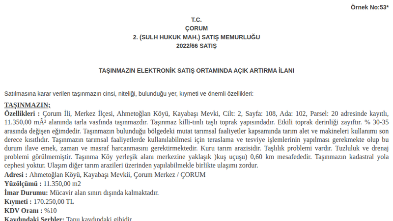 Arsa/Arazi - ÇORUM MERKEZ - 350 m²