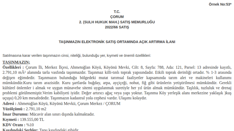 Arsa/Arazi - ÇORUM MERKEZ - 791,10 m²