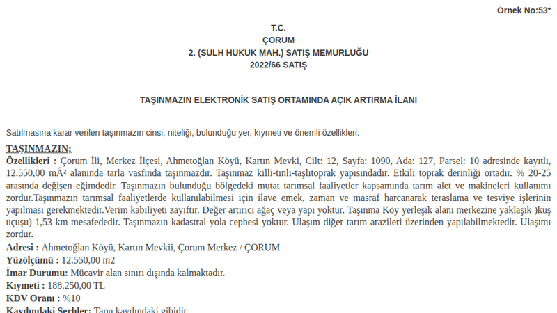 Arsa/Arazi - ÇORUM MERKEZ - 550 m²