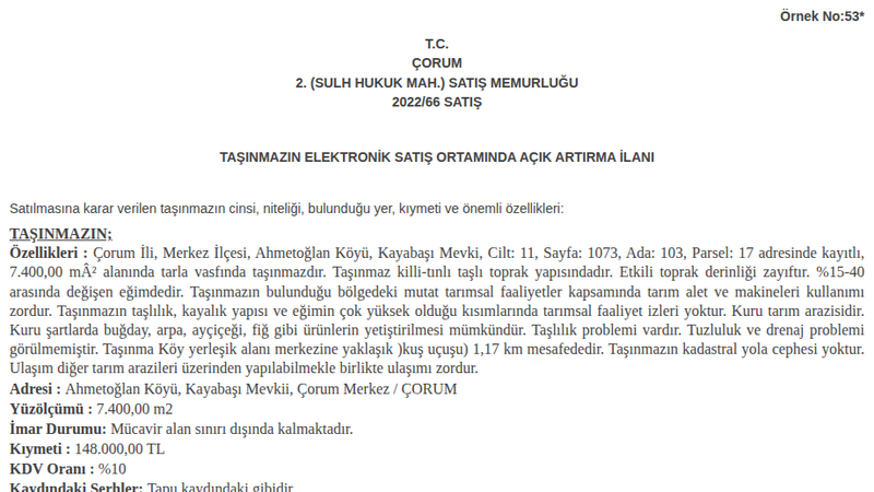 Arsa/Arazi - ÇORUM MERKEZ - 400 m²