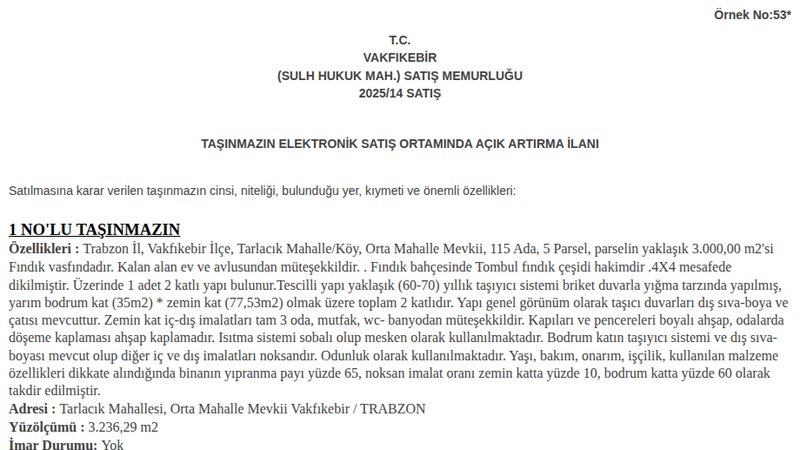 Konut - TRABZON VAKFIKEBİR - 3.000 m²
