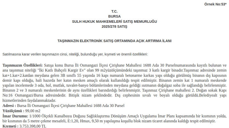 Konut - BURSA OSMANGAZİ - 99 m²