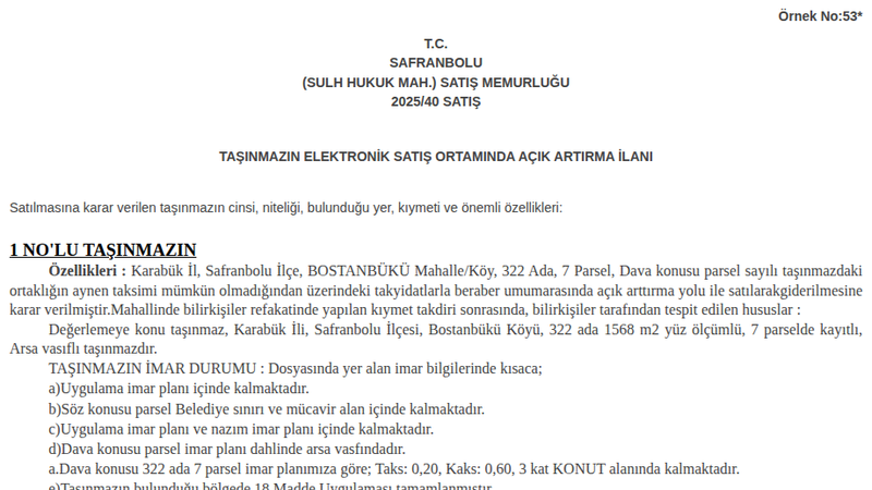 Konut - KARABÜK SAFRANBOLU - 1.568 m²