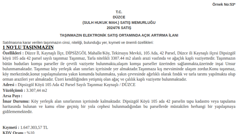 Konut - DÜZCE KAYNAŞLI - 3.307,44 m²