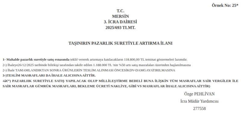 Satılık Depo - Mersin