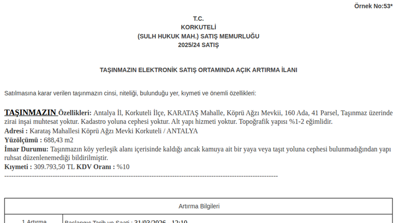 Satılık Gayrimenkul - Antalya Korkuteli