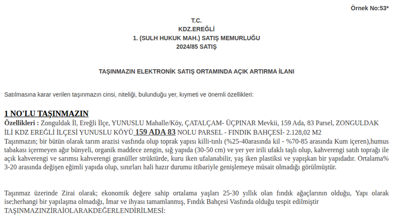 Satılık Bahçe - Zonguldak Ereğli