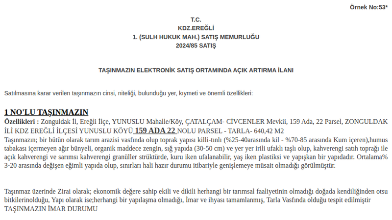 Satılık Tarla - Zonguldak Ereğli